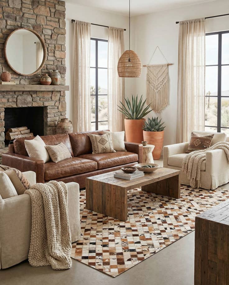 Detail image of 5' x 7' 10 Cowhide Leather Rug