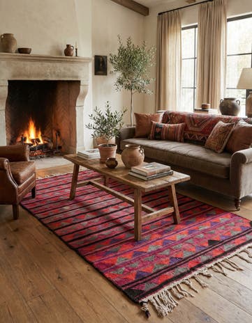 4' 9 x 7' 7 Hand Woven Kilim Fars Wool Rug