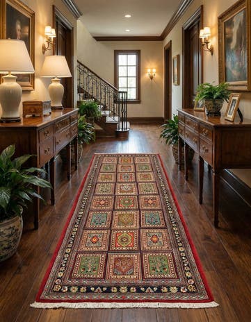 2' 6 x 6' 11 Hand Knotted Qom Persian Runner Rug