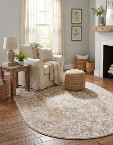 Beige Oxford Oval Rug