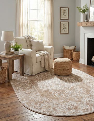 Beige Oxford Oval Rug