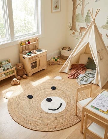 5' 1 x 5' 1 Hand Braided Kids Braided Jute Round Rug