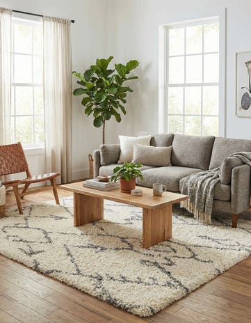 Pearl and Gray Infinity Shag Square Rug