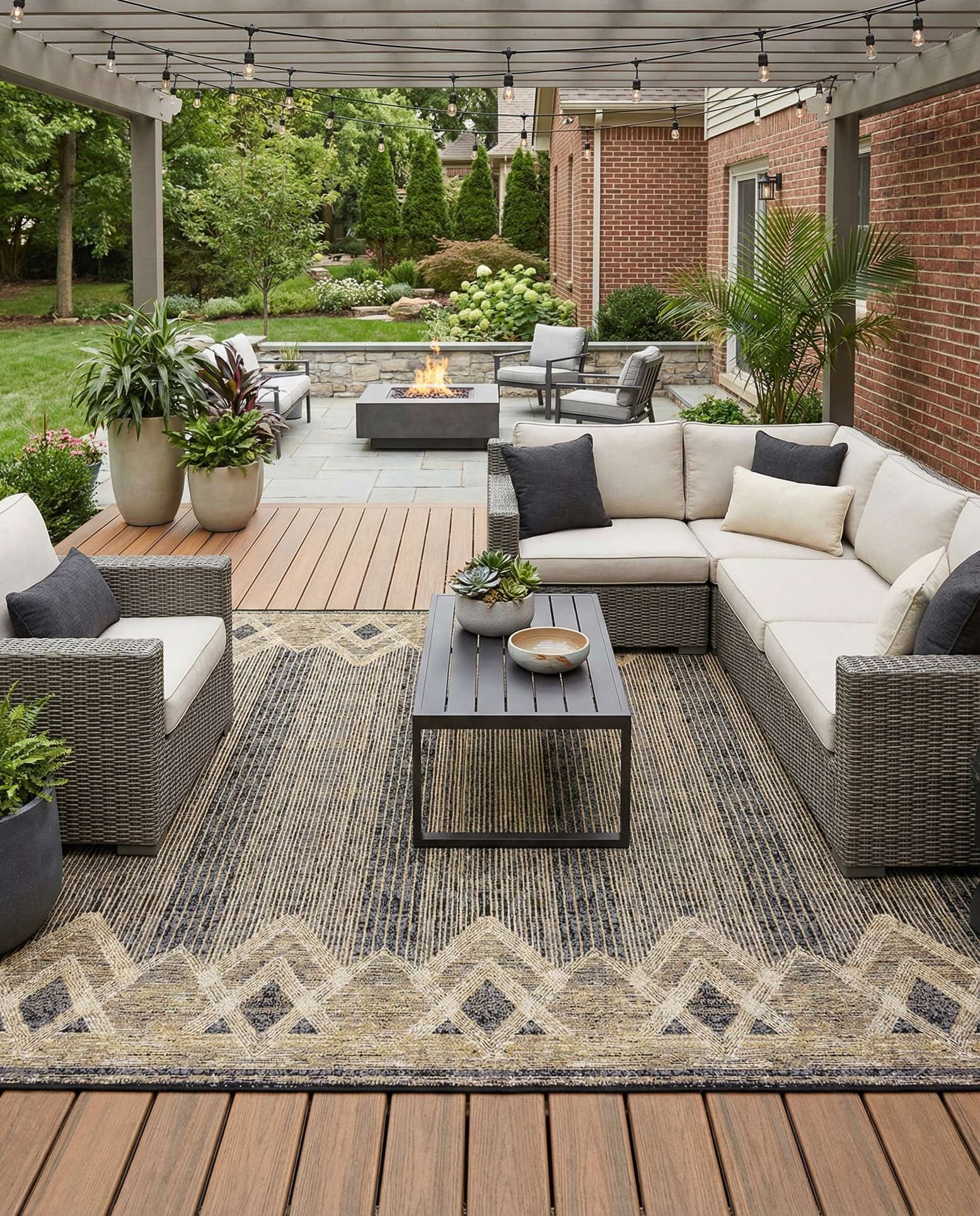 10' x 10' Easy-Clean Modern Indoor / Outdoor Square Rug
