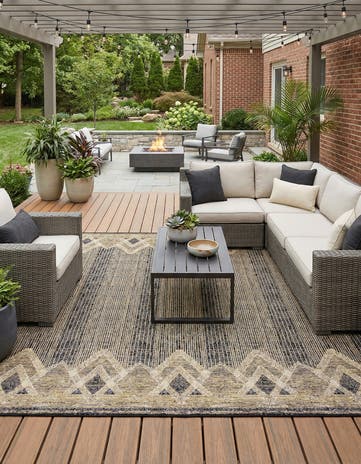 10' x 10' Easy-Clean Modern Indoor / Outdoor Square Rug