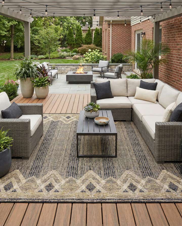 10' x 10' Easy-Clean Modern Indoor / Outdoor Square Rug