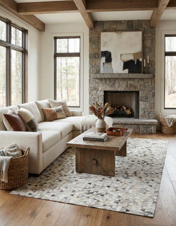 5' x 8' 1 Cowhide Leather Rug