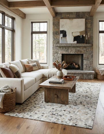 5' x 8' 1 Cowhide Leather Rug