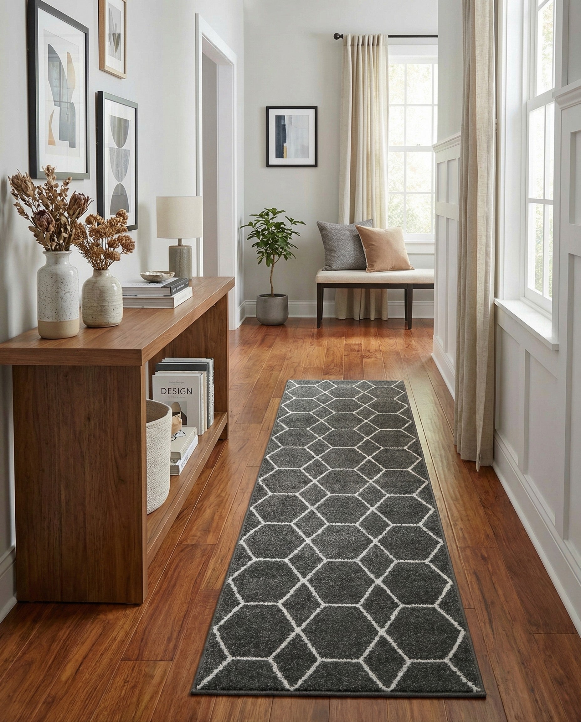  2' x 9' Lattice Frieze Runner Rug