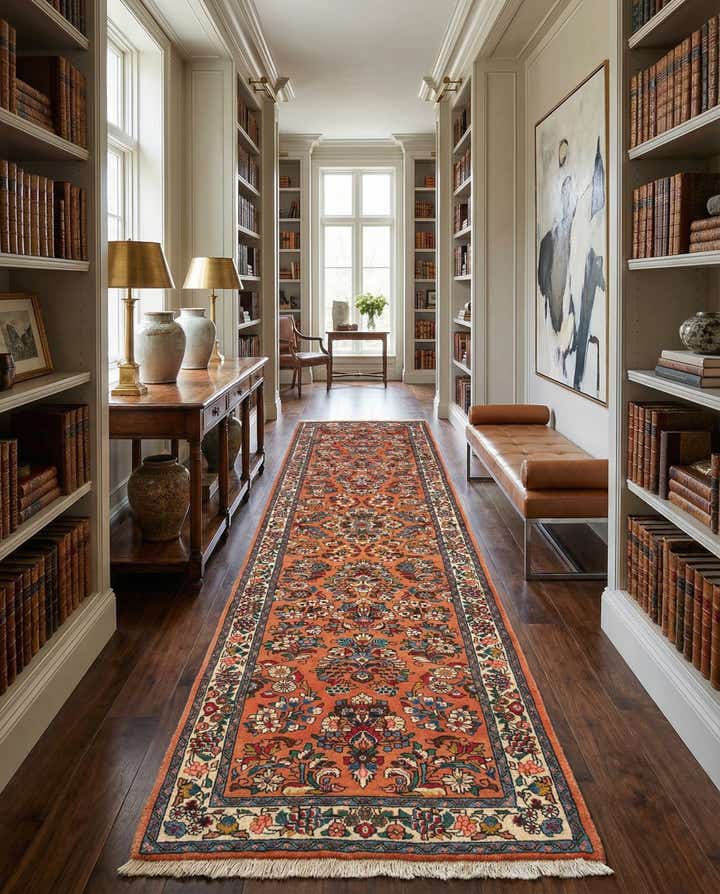 2' 6 x 9' 9 Sarouk Wool Runner Rug