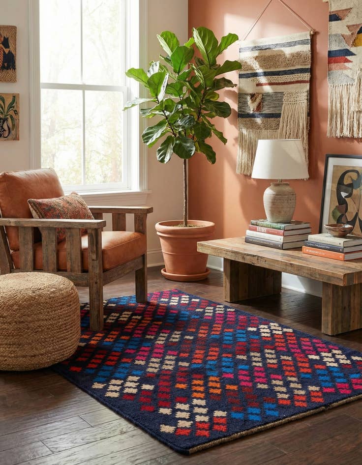 Detail image of 3' x 4' 6  Hand Knotted Balouch Wool Rug