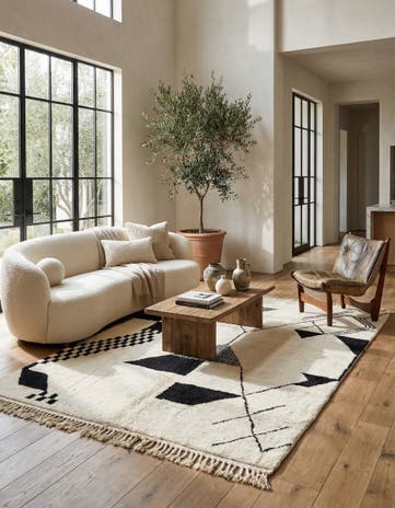 6' 10 x 9' 7 Hand Knotted Moroccan Wool Rug