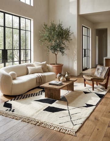6' 10 x 9' 7 Hand Knotted Moroccan Wool Rug