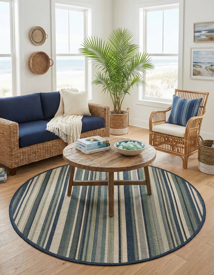 Detail image of 7' 10 x 7' 10 Easy-Clean Baja Indoor / Outdoor Round Rug