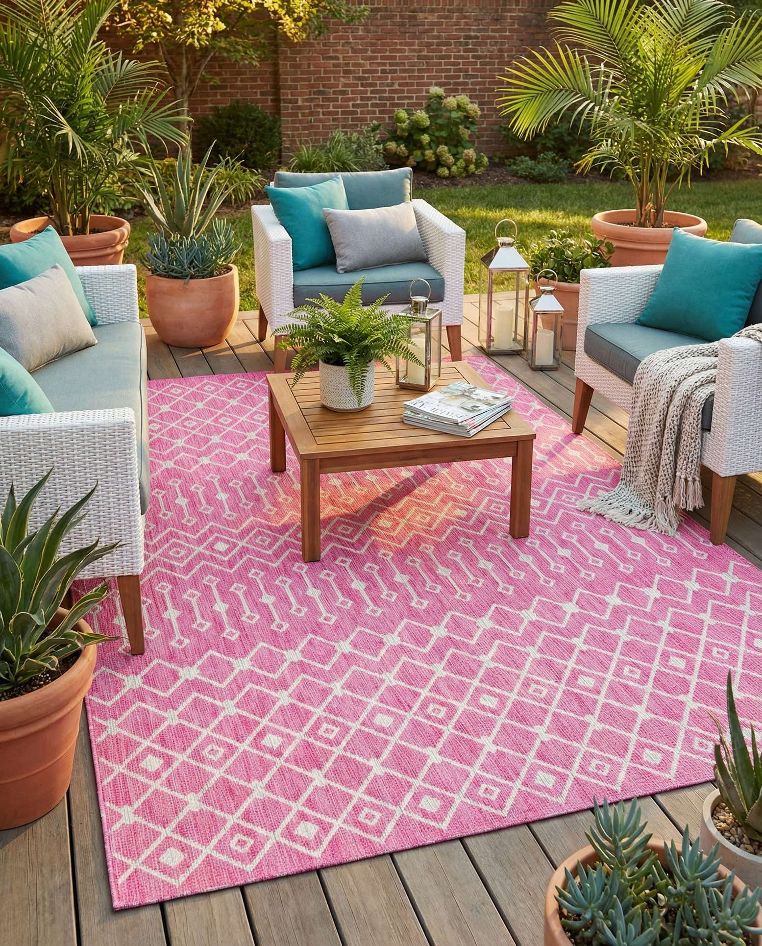 9' x 12' Easy-Clean Trellis Indoor / Outdoor Rug