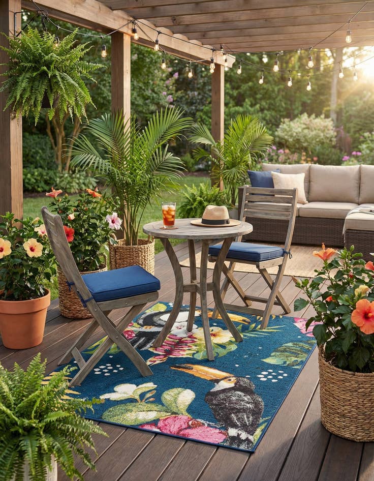 Detail image of 2' x 3'  Washable Botanical Indoor / Outdoor Rug