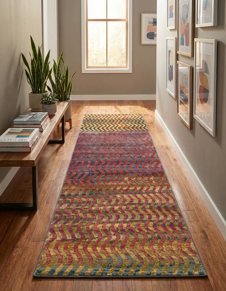 Detail image of 2' 7 x 9'  Washable Modern Indoor / Outdoor Runner Rug