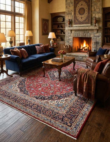 9' 8 x 13' 5 Hand Knotted Mashad Persian Wool Rug