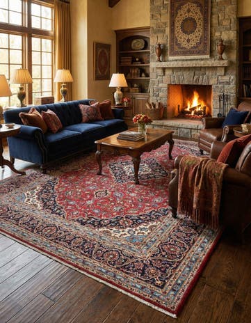 9' 8 x 13' 5 Hand Knotted Mashad Persian Wool Rug