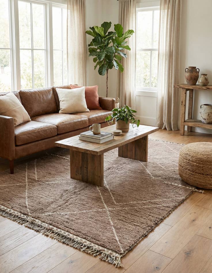 Detail image of 4' 2 x 6' 1  Hand Knotted Moroccan Wool Rug