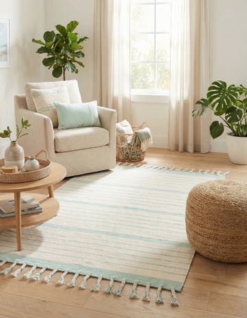4' 1 x 6' 1 Hand Woven Chindi Cotton Rug