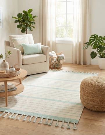 4' 1 x 6' 1 Hand Woven Chindi Cotton Rug