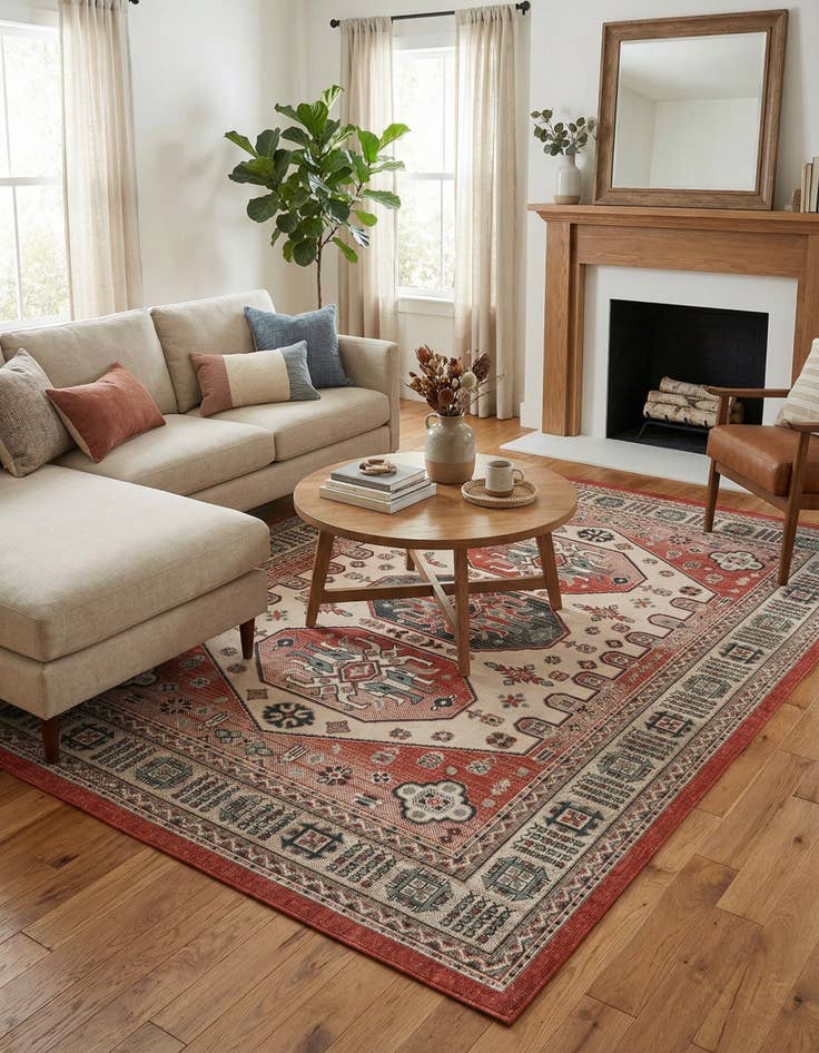 Detail image of  6' x 9'  Washable Traditional Indoor / Outdoor Rug