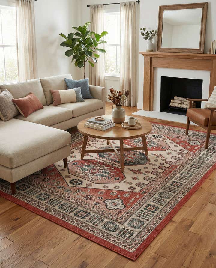6' x 9' Easy-Clean Traditional Indoor / Outdoor Rug