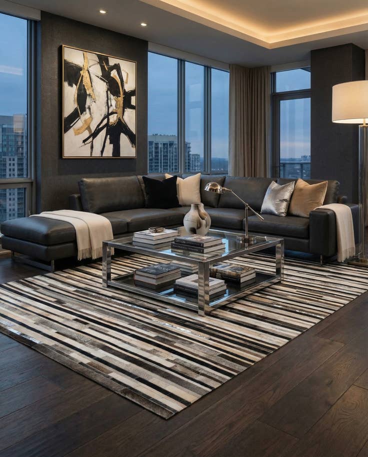 Detail image of 5' x 8' Cowhide - Patchwork Rug