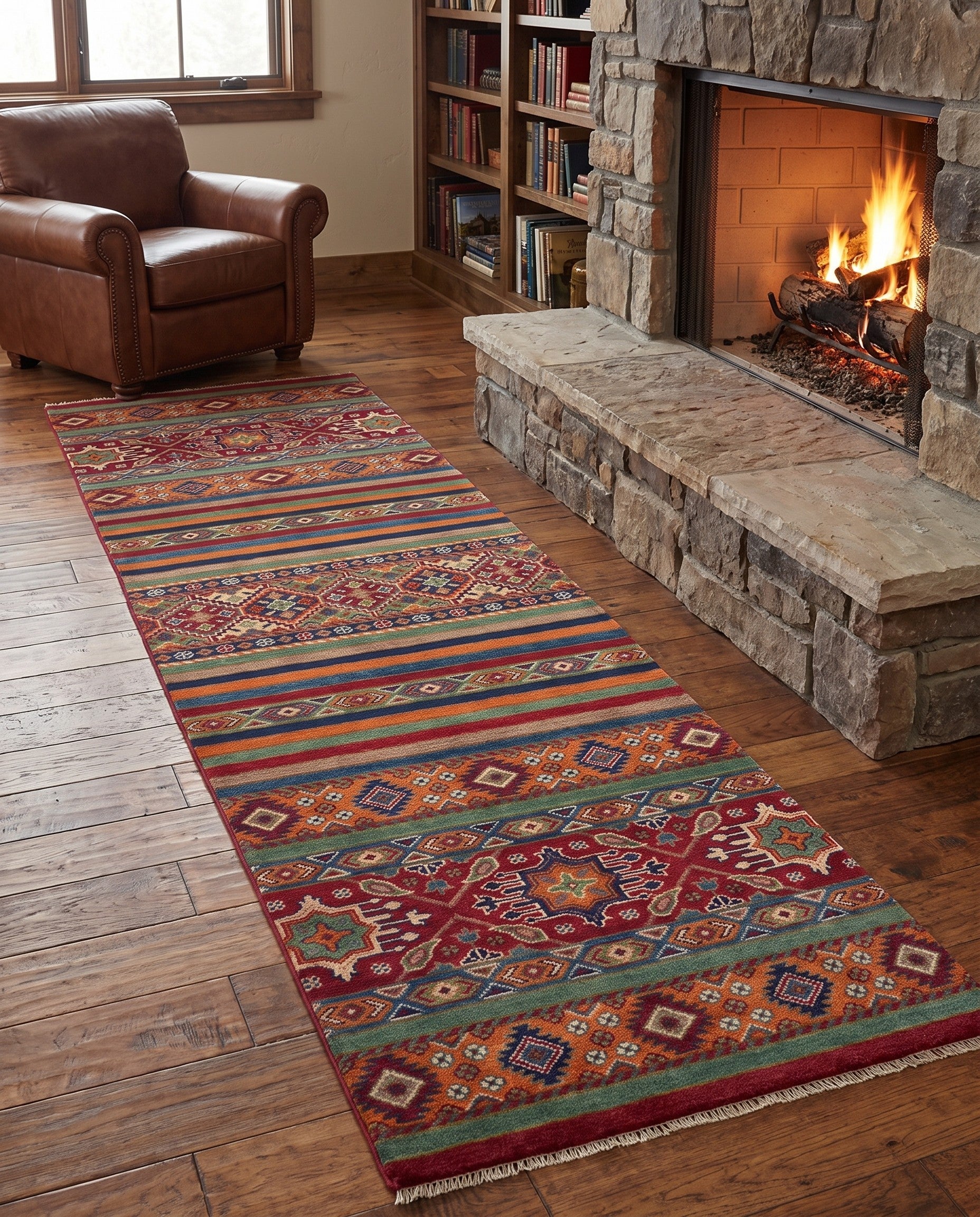 80cm x 300cm Hand Knotted Kazak Runner Rug