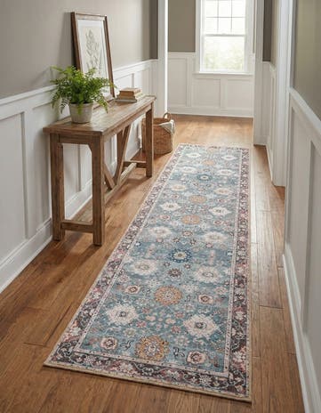 Green Washable Timeless Runner Rug