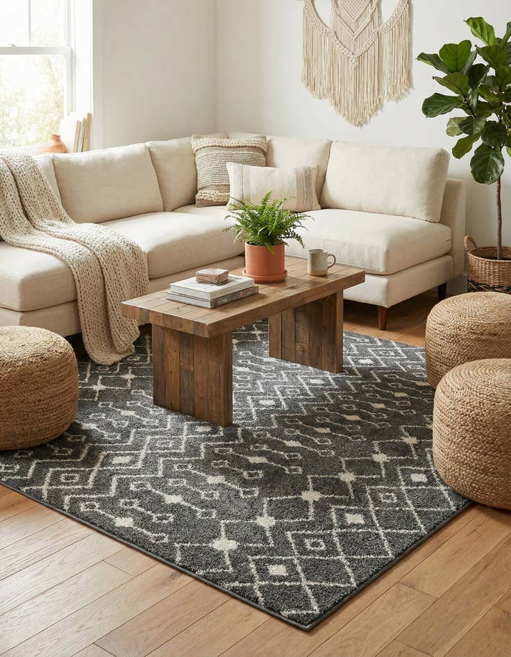 Detail image of  6' x 6' Moroccan Trellis Square Rug