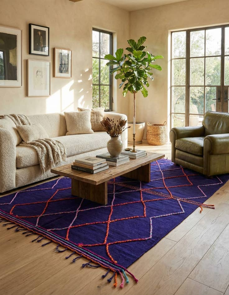 Detail image of  6' 7 x 10'  Hand Knotted Moroccan Wool Rug