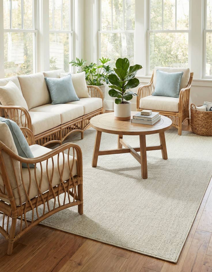 Detail image of  5' 3 x 8'  Washable Solid Indoor / Outdoor Rug