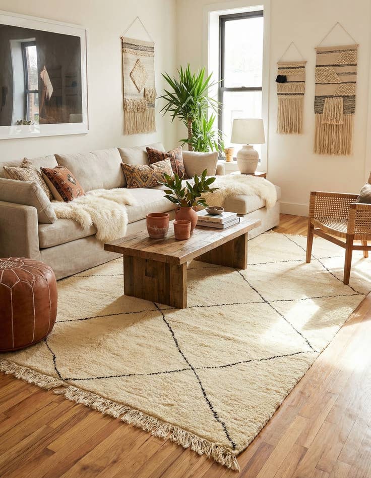 Detail image of  7' 2 x 9' 8  Hand Knotted Moroccan Wool Rug