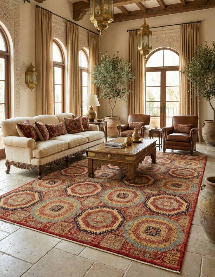 Detail image of 9' x 12' 3  Hand Knotted Mamluk Ziegler Rug