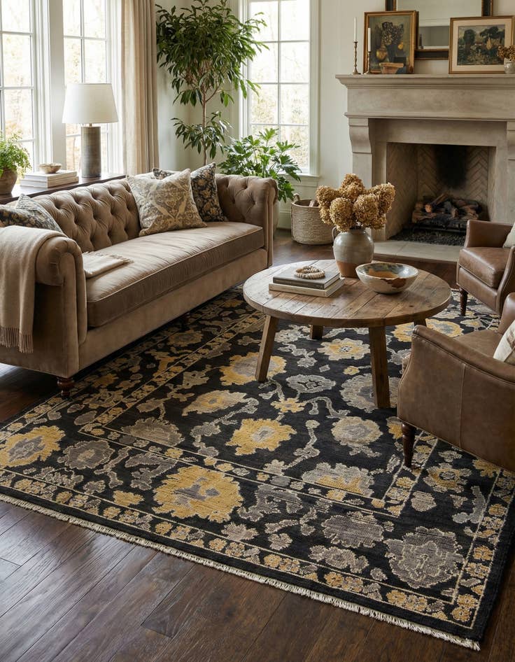 Detail image of  8' 2 x 11'  Hand Knotted Oushak Wool Rug