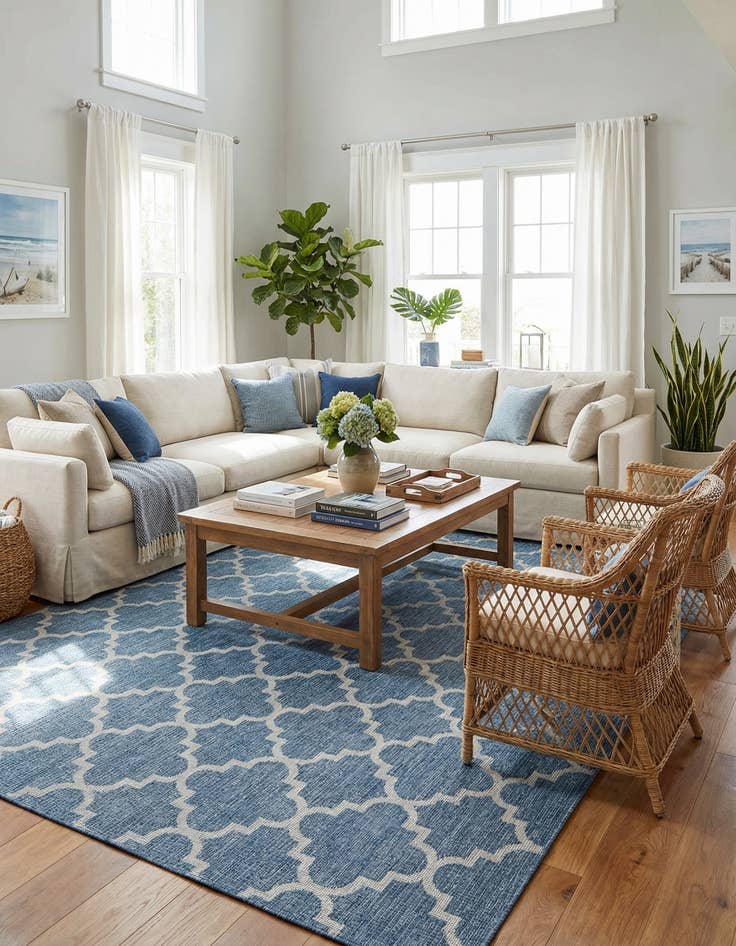 Detail image of 10' x 14'  Washable Trellis Indoor / Outdoor Rug