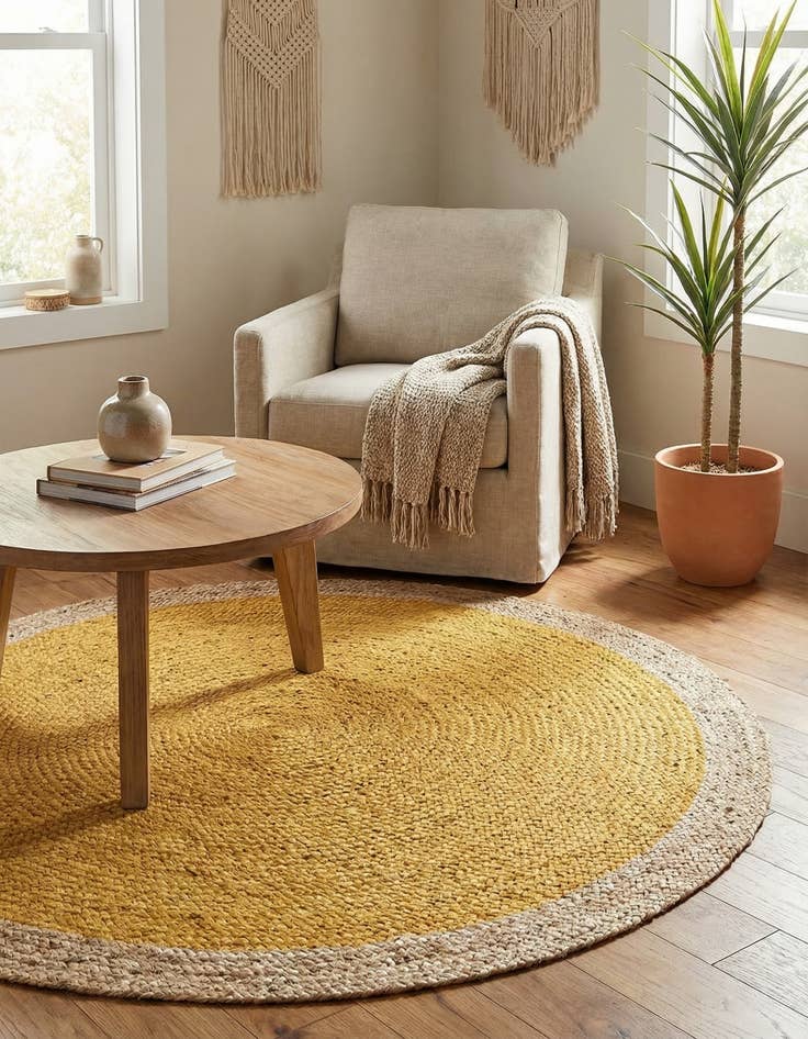 Detail image of  3' 3 x 3' 3  Hand Braided Jute Round Rug