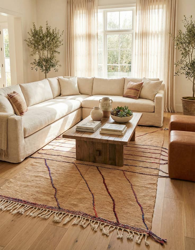 Detail image of 6' 3 x 9' 6  Hand Knotted Moroccan Wool Rug