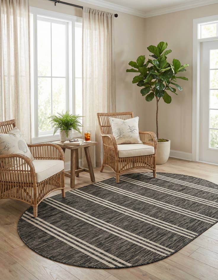 Detail image of 5' 3 x 8'  Washable Jill Zarin Anguilla Indoor / Outdoor Oval Rug