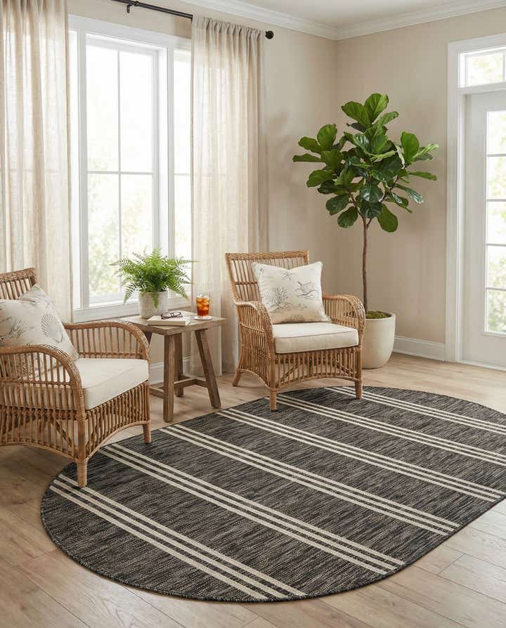5' 3 x 8' Easy-Clean Jill Zarin Anguilla Indoor / Outdoor Oval Rug