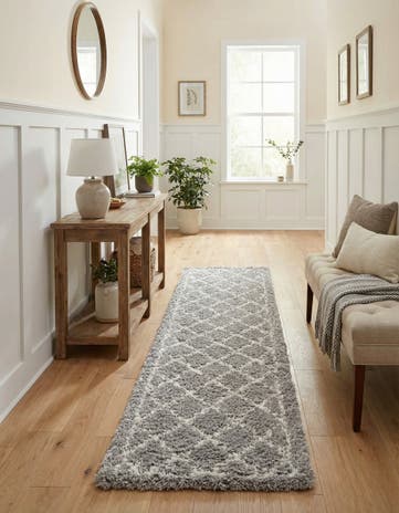 Ash Gray Infinity Shag Runner Rug