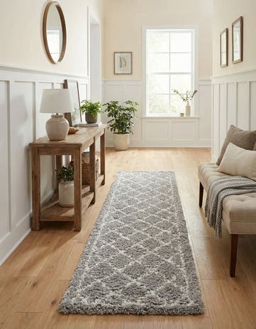 Ash Gray Infinity Shag Runner Rug