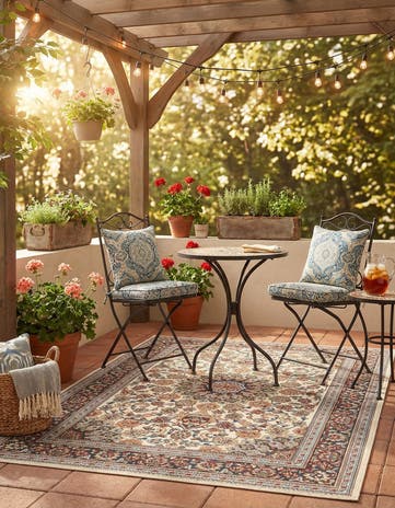 4' 1 x 6' 1 Easy-Clean Traditional Indoor / Outdoor Rug