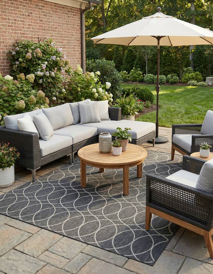 Detail image of 7' 10 x 11' Easy-Clean Trellis Indoor / Outdoor Rug