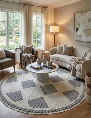 6' 4 x 6' 4 Hand Knotted Darya Wool Round Rug