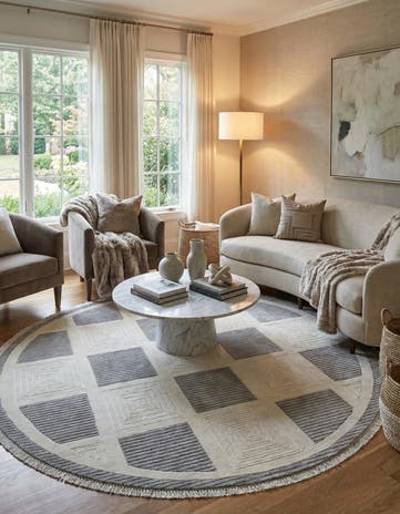 6' 4 x 6' 4 Hand Knotted Darya Wool Round Rug