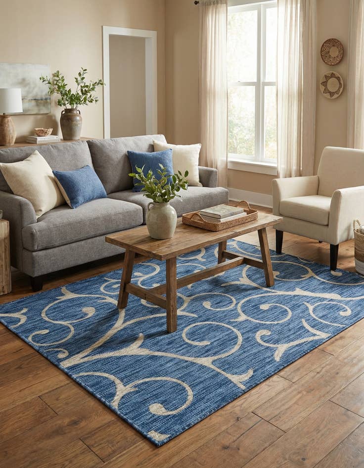 Detail image of 4' x 6'  Washable Botanical Indoor / Outdoor Rug