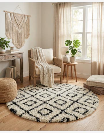 6' x 6' Trellis Shag Round Rug